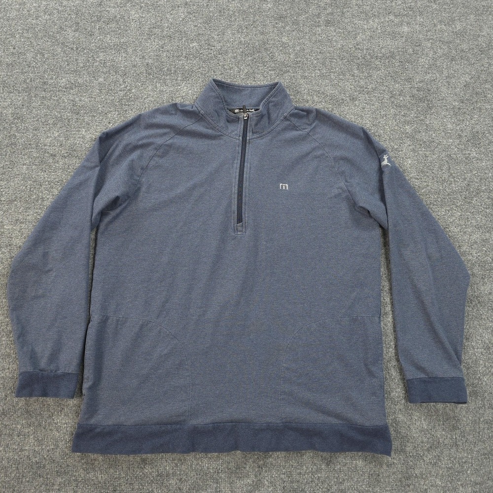 TravisMathew Men's Navy Blue Quarter-Zip Pullover